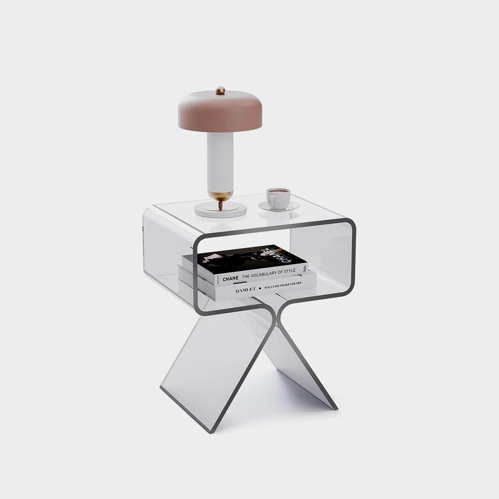 میز کناری میز پاتختی اکریلیک سولار دم با طراحی مدرن صفحه نمایش دکور خانه شفاف - تصویر 3