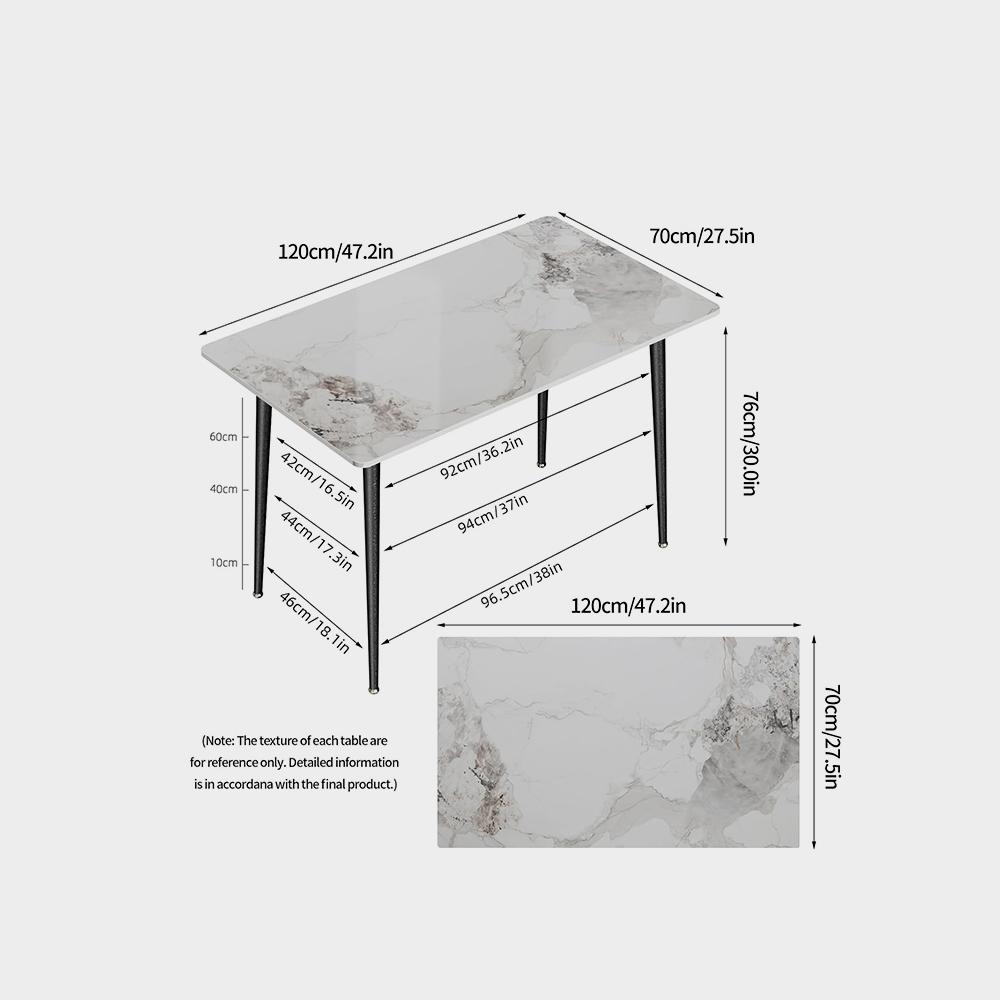 میز ناهار خوری آشپزخانه مستطیلی رویه میز سنگ مرمر سنگی مدرن متخلخل با پایه های فلزی مخروطی - تصویر 4
